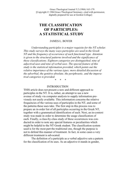 The Classification of Participles: a Statistical Study