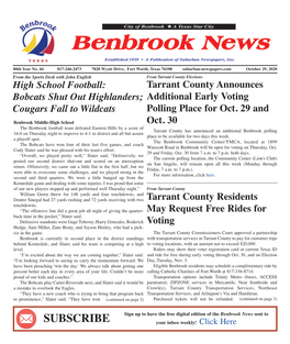 SUBSCRIBE Your Inbox Weekly! Click Here Suburban Newspapers, Inc October 29, 2020, PAGE 2 High School HAPPY HALLOWEEN! CLASSIFIEDS Football (Continued from Page 1)
