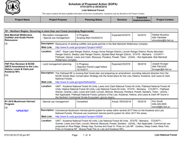 Schedule of Proposed Action (SOPA) 07/01/2018 to 09/30/2018 Lolo National Forest This Report Contains the Best Available Information at the Time of Publication