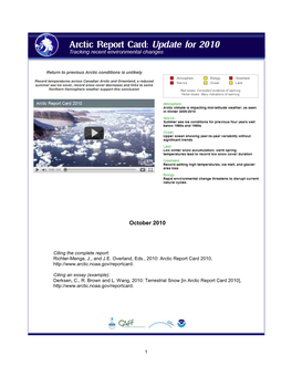 Arctic Report Card 2010