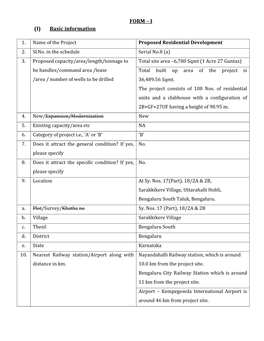 FORM – I (I) Basic Information