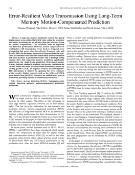 Error-Resilient Video Transmission Using Long-Term Memory Motion