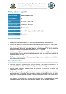 NEOC Situation Update