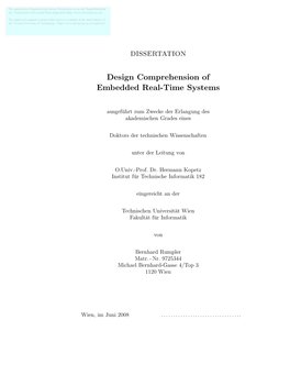 Design Comprehension of Embedded Real-Time Systems