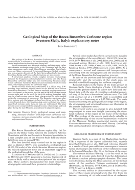 Geological Map of the Rocca Busambra-Corleone Region (Western Sicily, Italy): Explanatory Notes