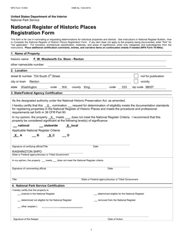 NPS Form 10 900 OMB No. 1024 0018