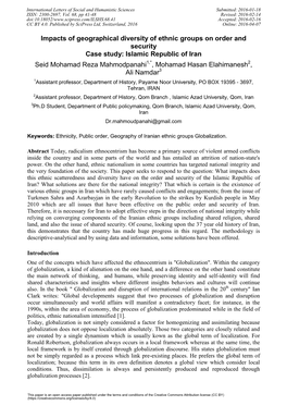 Impacts of Geographical Diversity of Ethnic Groups on Order And