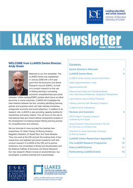 LLAKES Newsletterissue 1, Winter 2009