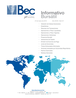 Informativo Bursátil 27 De Marzo De 2019 Año XXVIII - Núm 61