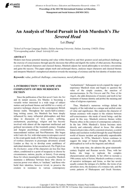 An Analysis of Moral Pursuit in Irish Murdoch's the Severed Head