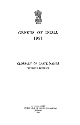 Glossary of Caste Names, Chittoor