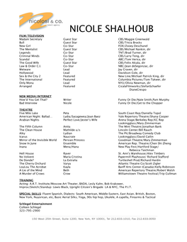 Nicole Shalhoub Agent Resume