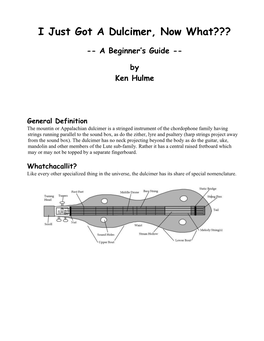 I Just Got a Dulcimer, Now What???