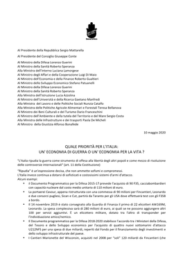 2020 05 09 Lettera Per Un'economia Per La Vita