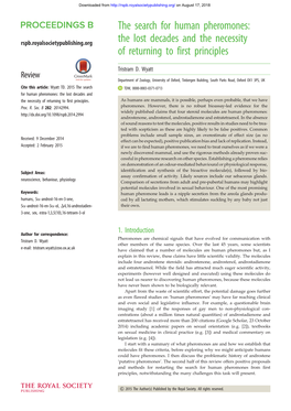 The Search for Human Pheromones: the Lost Decades and the Necessity of Returning to First Principles