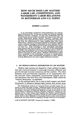 Labor Law, Competition, and Waterfront Labor Relations in Rotterdam and U.S