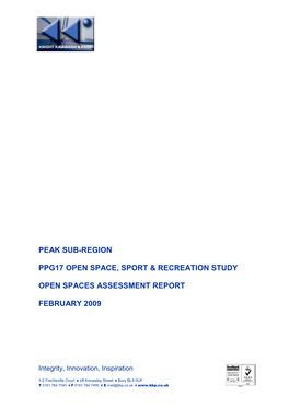 Peak Sub Region PPG17 Open Space, Sport and Recreation Study