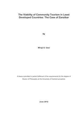 The Viability of Community Tourism in Least Developed Countries: the Case of Zanzibar