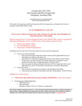 Caroga Lake, New York East Caroga Lake/West Caroga Lake Emergency Assistance Plan