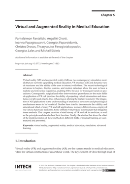 Virtual and Augmented Reality in Medical Education Virtual and Augmented Reality in Medical Education