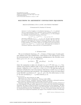 Solutions to Arithmetic Convolution Equations 1621