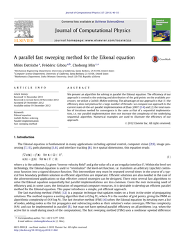 A Parallel Fast Sweeping Method for the Eikonal Equation