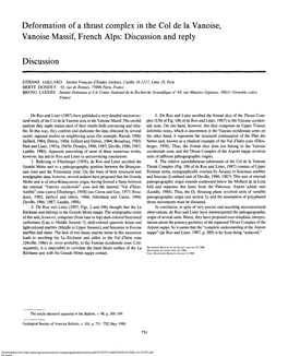 Deformation of a Thrust Complex in the Col De La Vanoise, Vanoise Massif, French Alps: Discussion and Reply