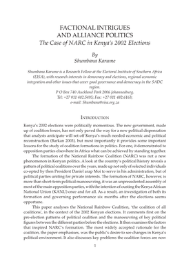 The Case of NARC in Kenya's 2002 Elections