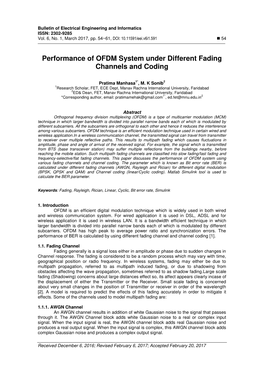 Performance of OFDM System Under Different Fading Channels and Coding