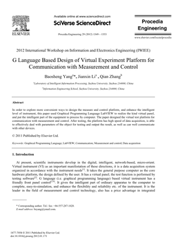 G Language Based Design of Virtual Experiment Platform for Communication with Measurement and Control