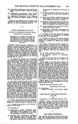 THE BELFAST GAZETTE, 30Th NOVEMBER, 1962 Posn: OFFICE TELEPHONES