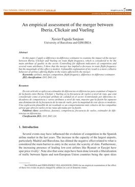 An Empirical Assessment of the Merger Between Iberia, Clickair and Vueling