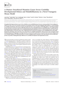 A Distinct Smoothened Mutation Causes Severe Cerebellar Developmental Defects and Medulloblastoma in a Novel Transgenic Mouse Model