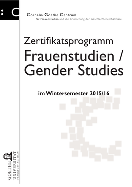 Zertifikatsprogramm Frauenstudien / Gender Studies