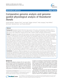 Comparative Genome Analysis and Genome-Guided Physiological