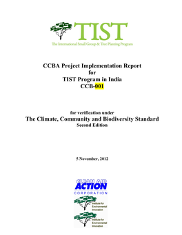 Project Implementation Report for TIST Program in India CCB-001