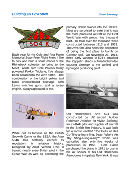 Building an Avro 504K Steve Sweeney