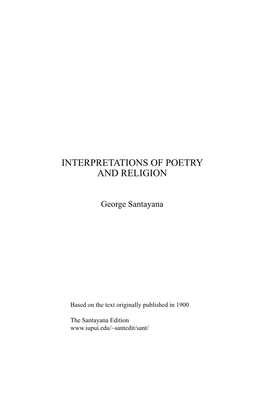 Interpretations of Poetry and Religion