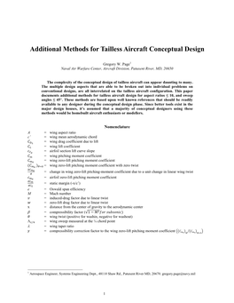 Additional Methods for Tailless Aircraft Conceptual Design