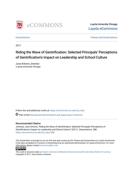 Selected Principals' Perceptions of Gentrification's