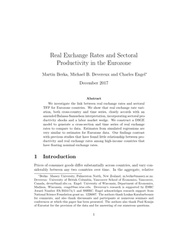 Real Exchange Rates and Sectoral Productivity in the Eurozone