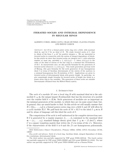 Iterated Socles and Integral Dependence in Regular Rings