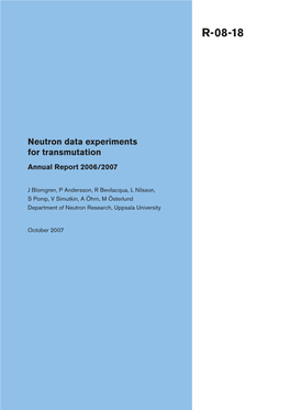 Neutron Data Experiments for Transmutation Annual Report 2006/2007