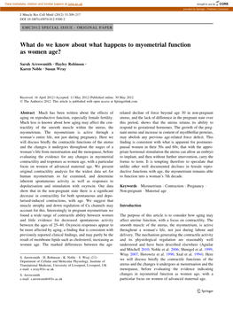 What Do We Know About What Happens to Myometrial Function As Women Age?