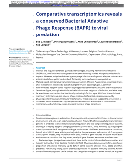 Comparative Transcriptomics Reveals a Conserved Bacterial Adaptive