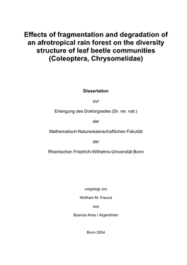 Effects of Fragmentation and Degradation of Kenyan Rainforests