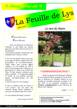 Feuille De Lys Numéro 42 Juillet 2019