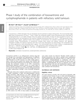 Phase I Study of the Combination of Losoxantrone and Cyclophosphamide in Patients with Refractory Solid Tumours