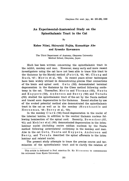 Spinothalamic Tract in the Cat Kahee Niimi, Shiroyuki Fujita, Kumashige