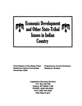 Rn Economic Development and Other State-Tribal Rn Rn Issues in Indian